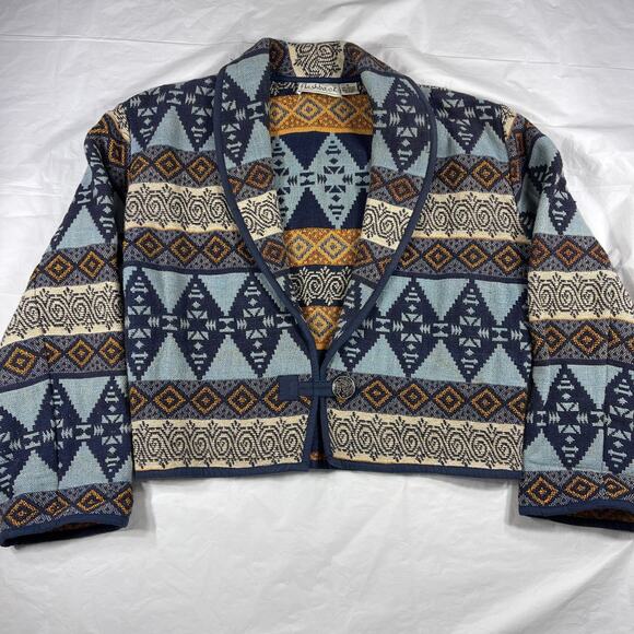 Flashback Southwestern Aztec Woven Cotton Jacket Women’s M Button Front Coat - Picture 1 of 9